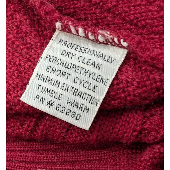 Vintage 80s Sweater Burgundy Red Wool Collar Italian Misses Size S Lands End - Picture 6 of 6